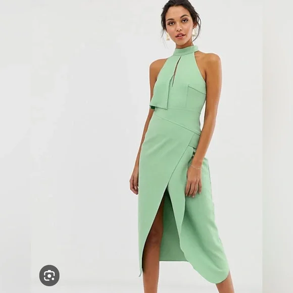 green emerald velvet dress CMEO COLLECTIVE Far Away Midi Dress Green Apple Floral main image 0